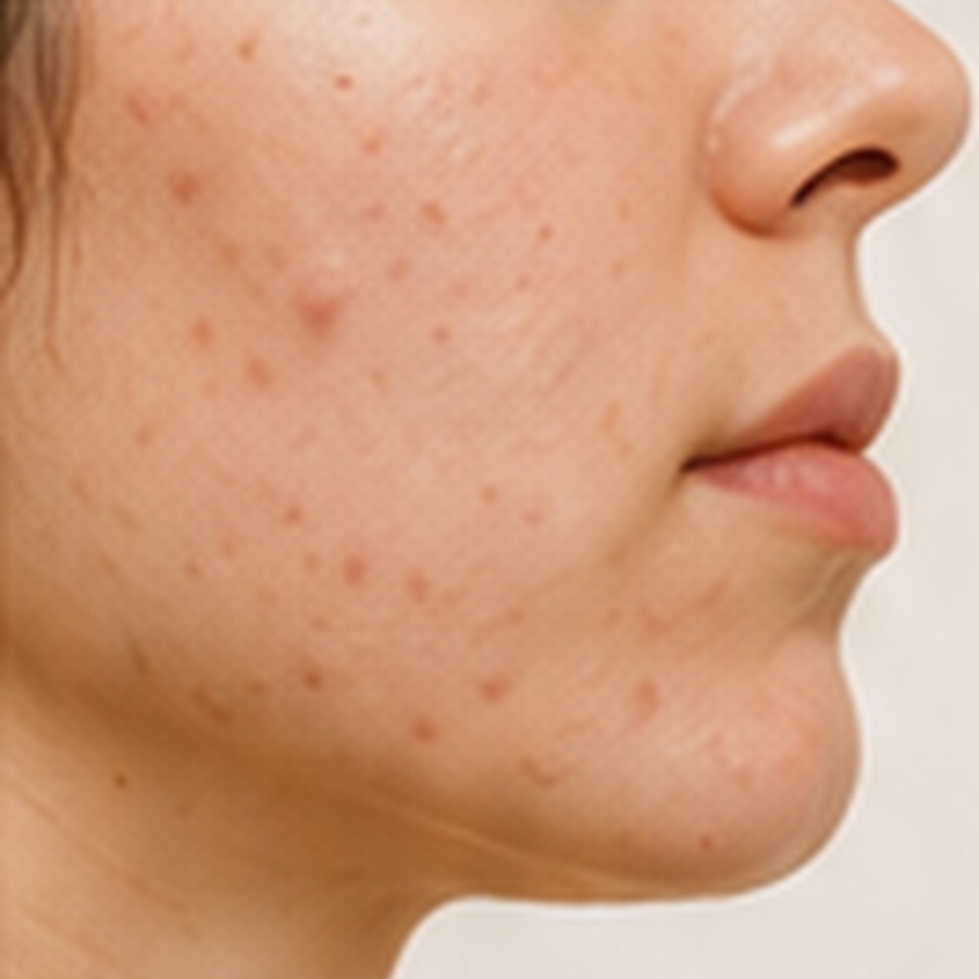 Exemplo ilustrativo de pele com acne